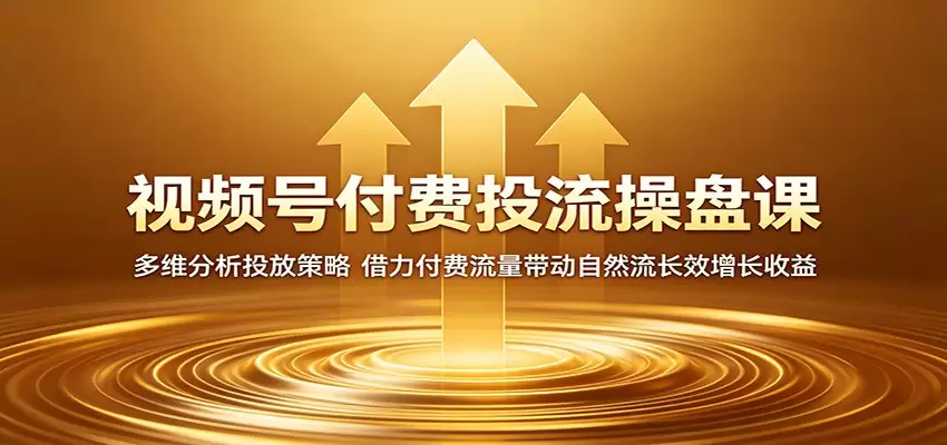 视频号付费投流操盘课：多维分析投放策略，借力付费流量带动自然流长效增长收益|青心网创站