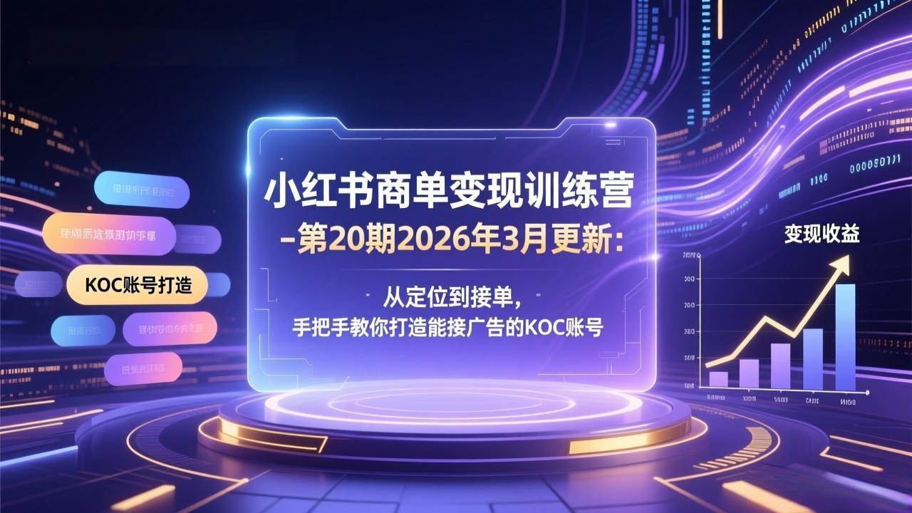 （17590期）小红书商单变现训练营-第20期26年3月更新：从定位到接单，手把手教你打造能接广告的KOC账号青心网创青心网创站