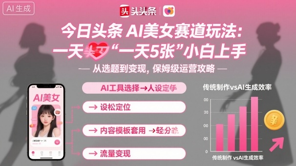 今日头条AI美女赛道玩法，一天轻松5张，小白轻松上手-青心网创站