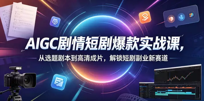 AIGC剧情短剧爆款实战课，从选题剧本到高清成片，解锁短剧副业新赛道|青心网创站