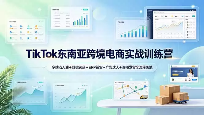 TikTok东南亚跨境电商实战训练营：多站点入驻+数据选品+ERP铺货+广告达人+直播发货全流程落地|青心网创站