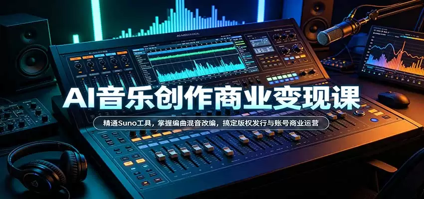 AI音乐创作商业变现课：精通Suno工具，掌握编曲混音改编，搞定版权发行与账号商业运营 - 青心资源站