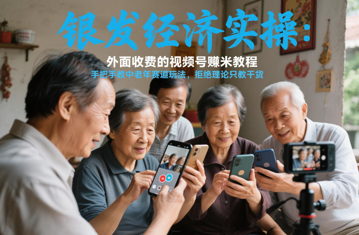 银发经济实操：外面收费的视频号賺米教程，手把手教中老年赛道玩法，拒绝理论只教干货青心网创青心网创站