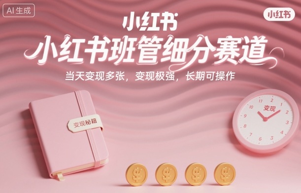 小红书班管细分赛道,当天变现多张,变现极强,长期可操作