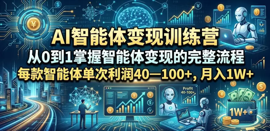 AI智能体变现训练营，从0到1掌握智能体变现的完整流程，每款智能体单次利润40—100+，月入1W+|青心网创站