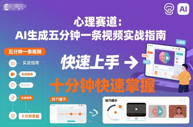 心理赛道：AI生成五分钟一条视频实战指南，十分钟快速掌握-青心网创站