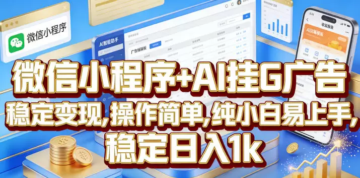 微信小程序+AI挂G广告，稳定变现，操作简单，纯小白易上手，稳定日入1k【揭秘】|青心网创站