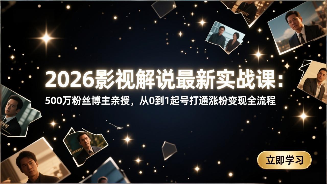 2026影视解说最新实战课:500万粉丝博主亲授,从0到1起号打通涨粉变现全流程青心网创青心网创站