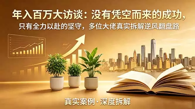 年入百万大访谈-更新：没有凭空而来的成功，只有全力以赴的坚守，多位大佬真实拆解逆风翻盘路|青心网创站