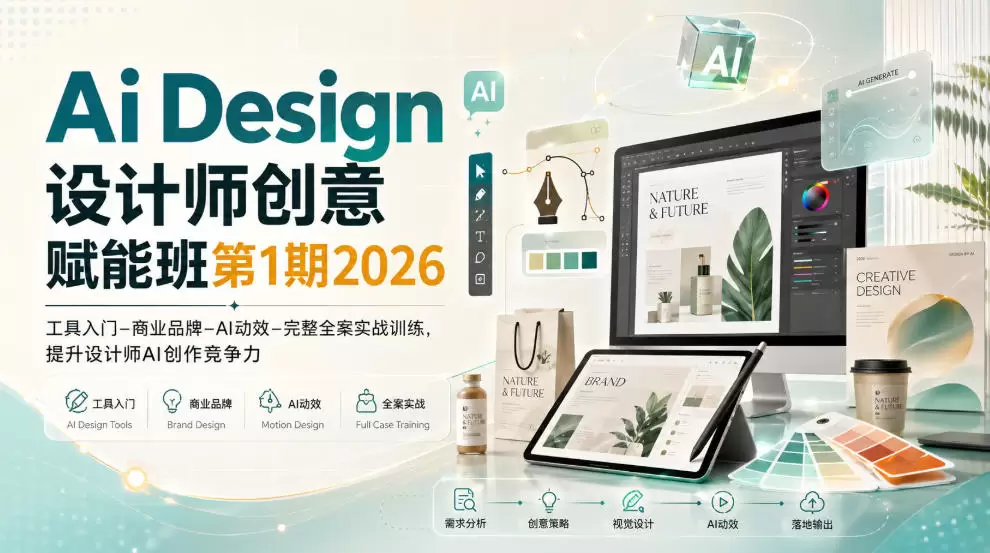 Ai Design设计师创意赋能班第1期2026｜工具入门‑商业品牌‑AI动效‑完整全案实战训练，提升设计师AI创作竞争力 - 青心资源站