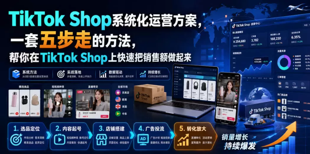 TikTok Shop系统化运营方案，一套五步走的方法，帮你在TikTok Shop上快速把销售额做起来【原创双语字幕】|青心网创站
