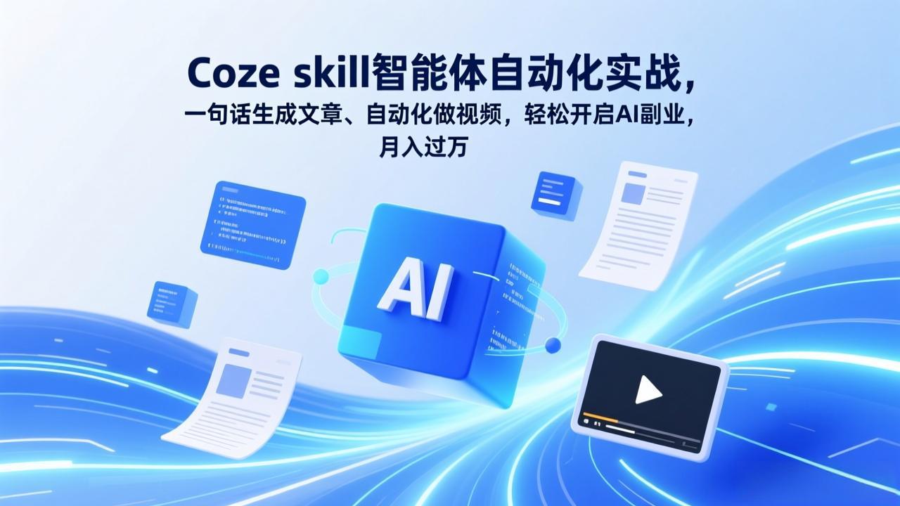 Coze skill智能体自动化实战,一句话生成文章、自动化做视频,轻松开启AI副业,月入过万青心网创青心网创站