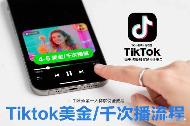 TK中视频计划项目，Tiktok第一人称解说流程，每干次播放奖励4-5美金-青心网创站