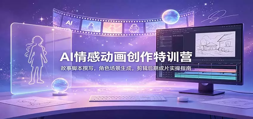 AI情感动画创作特训营：故事脚本撰写，角色场景生成，剪辑后期成片实操指南 - 青心资源站