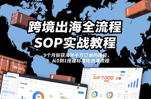跨境出海全流程全盘托出SOP实战教程，9个月斩获海外千万订单的路径，从0到1搭建标准化出海流程青心网创青心网创站