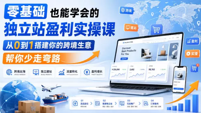 零基础也能学会的独立站盈利实操课，从0到1搭建你的跨境生意，帮你少走弯路 - 青心资源站