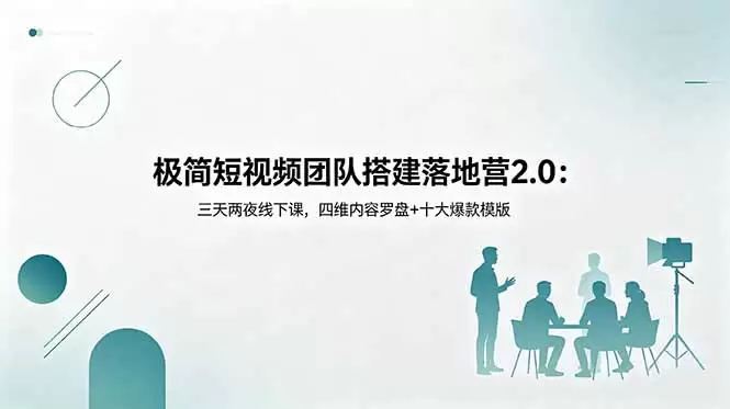 极简短视频团队搭建落地营2.0：三天两夜线下课，四维内容罗盘+十大爆款模版|青心网创站