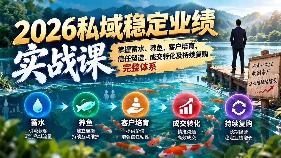 （20710期）2026私域稳定业绩实战课：掌握蓄水、养鱼、客户培育、信任塑造、成交转化及持续复购完整体系 - 青心资源站