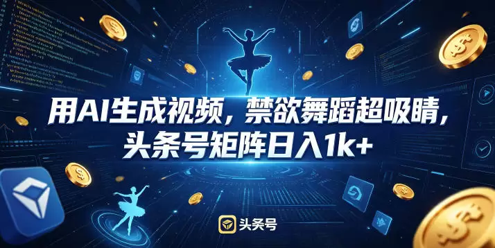 用AI生成视频，禁欲舞蹈超吸睛，头条号矩阵日入1k+|青心网创站