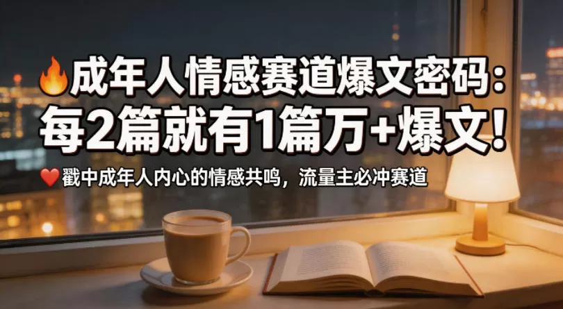 公众号流量主成年人情感心理赛道，流量最大，受众最广的主流赛道之一，平均每2篇就有1篇万爆文章|青心网创站