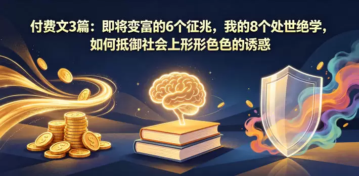 付费文3篇：即将变富的6个征兆，我的8个处世绝学，如何抵御社会上形形色色的诱惑|青心网创站