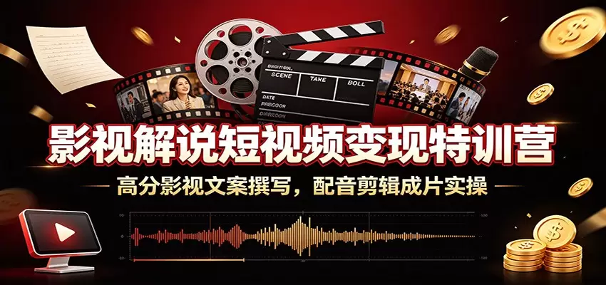 影视解说短视频变现特训营：高分影视文案撰写，配音剪辑成片实操|青心网创站