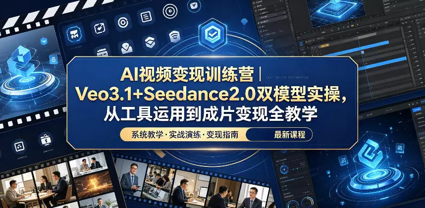 AI视频变现训练营｜Veo3.1+Seedance2.0双模型实操，从工具运用到成片变现全教学|青心网创站