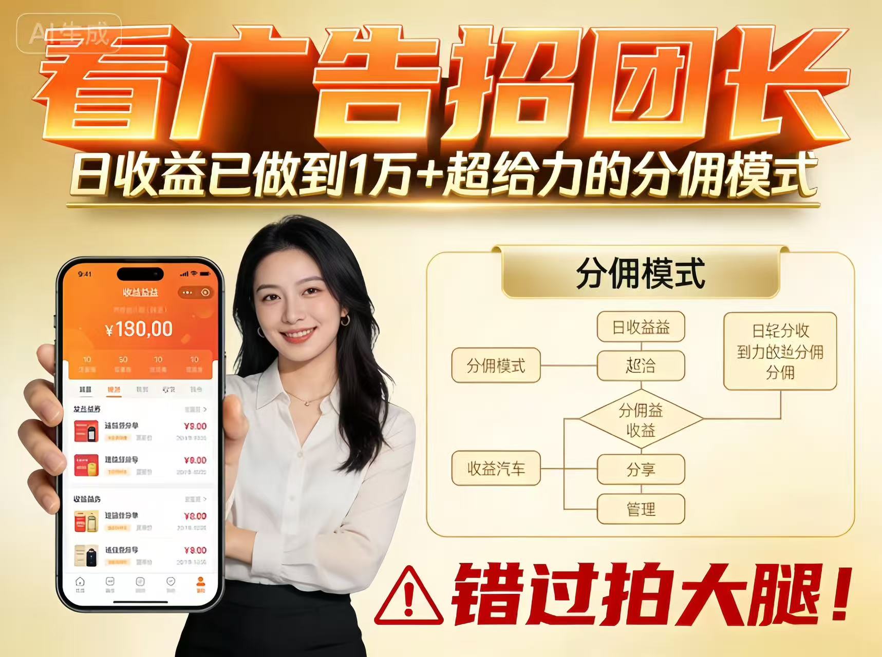 看广告招团长,团队收益已做到日入1万,分佣模式超给力,错过拍大腿-青心网创站