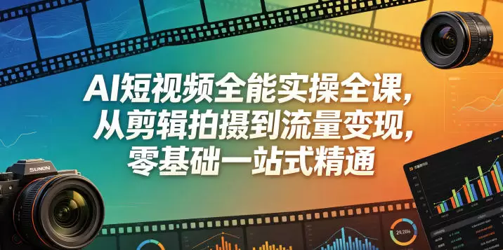 AI短视频全能实操全课，从剪辑拍摄到流量变现，零基础一站式精通|青心网创站