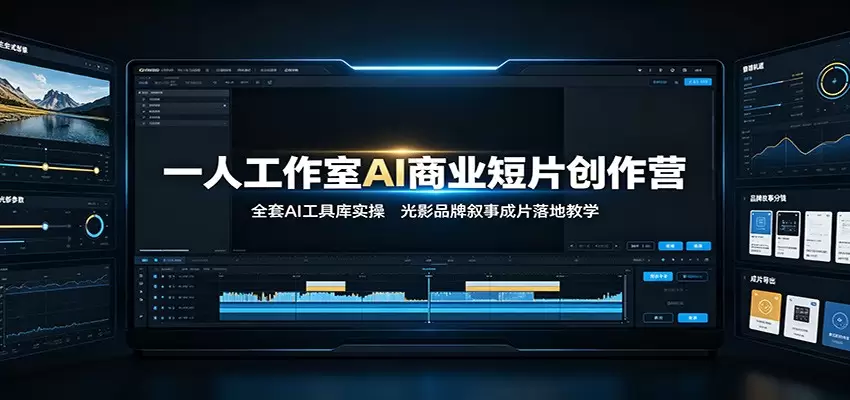 一人工作室AI商业短片创作营：全套AI工具库实操，光影品牌叙事成片落地教学|青心网创站