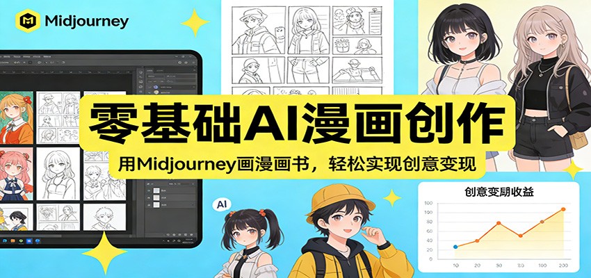 图片[1]青心网创零基础AI漫画创作：用Midjourney画漫画书，轻松实现创意变现青心网创青心网创站