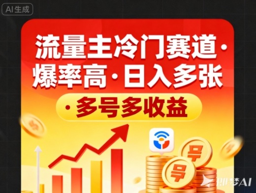 流量主冷门赛道，爆率高，日入多张，多号多收益-青心网创站