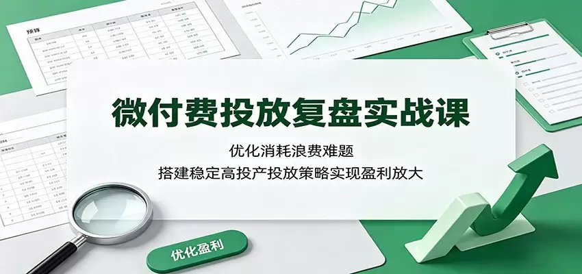 微付费投放复盘实战课：优化消耗浪费难题，搭建稳定高投产投放策略实现盈利放大|青心网创站