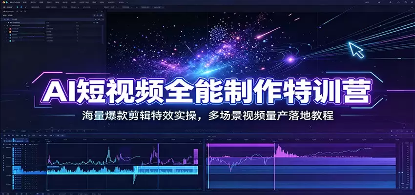 AI短视频全能制作特训营：海量爆款剪辑特效实操，多场景视频量产落地教程|青心网创站