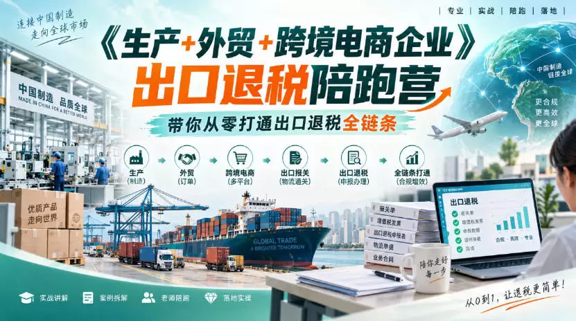 《生产+外贸+跨境电商企业》出口退税陪跑营,带你从零打通出口退税全链条 《生产+外贸+跨境电商企业》出口退税陪跑营,带你从零打通出口退税全链条