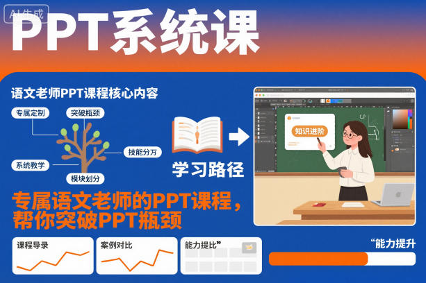 PPT系统课，专属语文老师的PPT课程，帮你突破PPT瓶颈-青心网创站