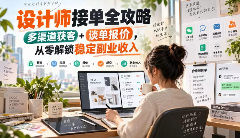 设计师接单全攻略-无水印，多渠道获客+谈单报价，从零解锁稳定副业收入 - 青心资源站