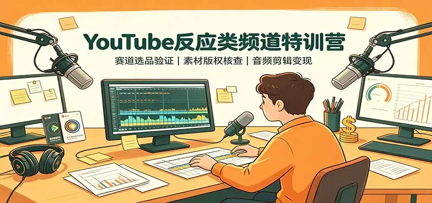 YouTube反应类频道特训营：赛道选品验证，素材版权核查，音频剪辑变现 - 青心资源站