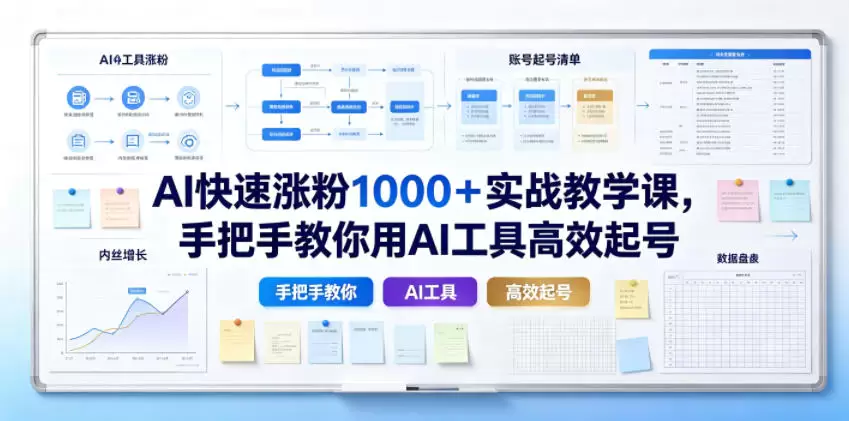 AI快速涨粉1000＋实战教学课，手把手教你用AI工具高效起号|青心网创站