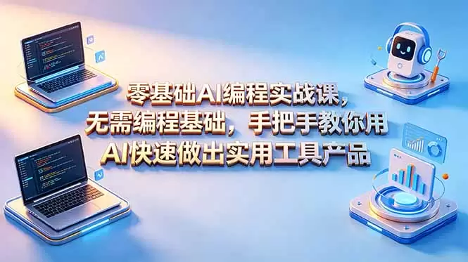 零基础AI编程实战课-更新，无需编程基础，手把手教你用AI快速做出实用工具产品|青心网创站