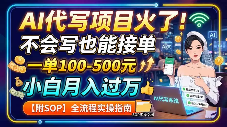 AI代写项目火了！不会写也能接单，一单100-500元，小白月入过万【附SOP】|青心网创站