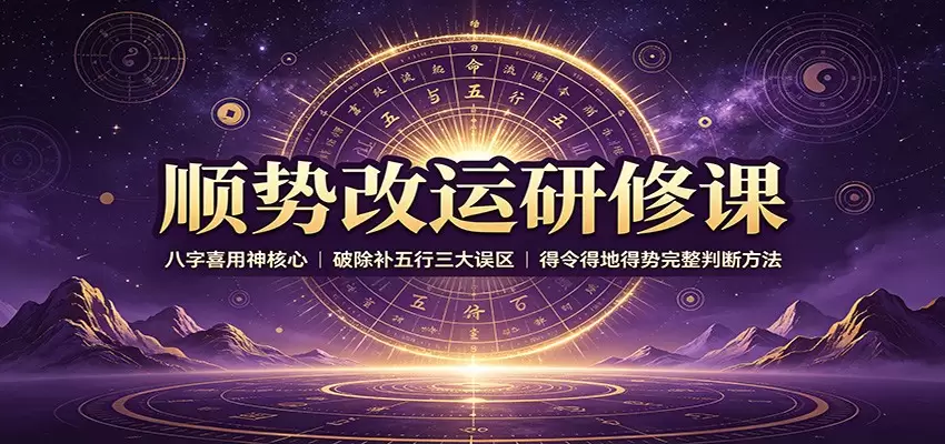 顺势改运研修课：八字喜用神核心，破除补五行三大误区，得令得地得势完整判断方法|青心网创站