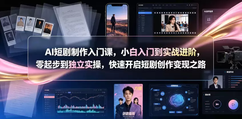 AI短剧制作入门课，小白入门到实战进阶，零起步到独立实操，快速开启短剧创作变现之路|青心网创站