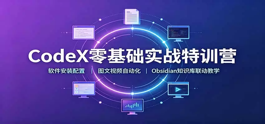 CodeX零基础实战特训营：软件安装配置，图文视频自动化，Obsidian知识库联动教学 - 青心资源站