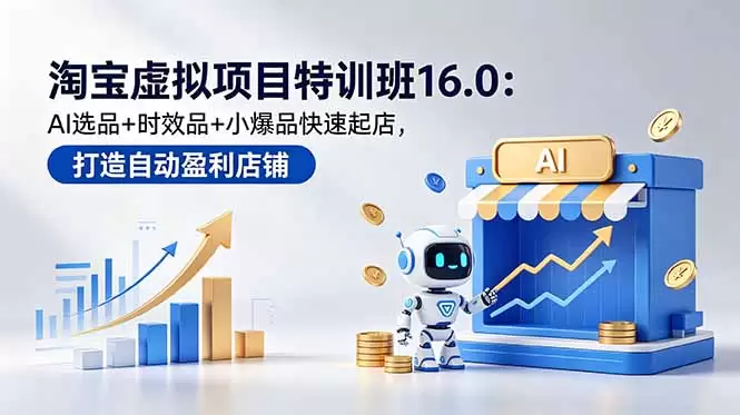 淘宝虚拟项目特训班16.0：AI选品+时效品+小爆品快速起店，打造自动盈利店铺|青心网创站