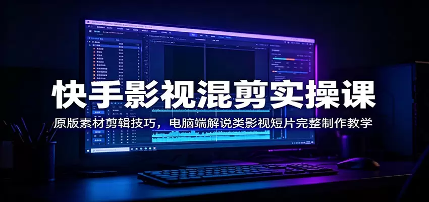 快手影视混剪实操课：原版素材剪辑技巧，电脑端解说类影视短片完整制作教学|青心网创站