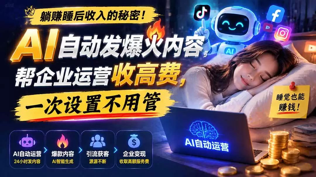 躺赚睡后收入的秘密！AI 自动发爆火内容，帮企业运营收高费，一次设置不用管【原创双语字幕】|青心网创站
