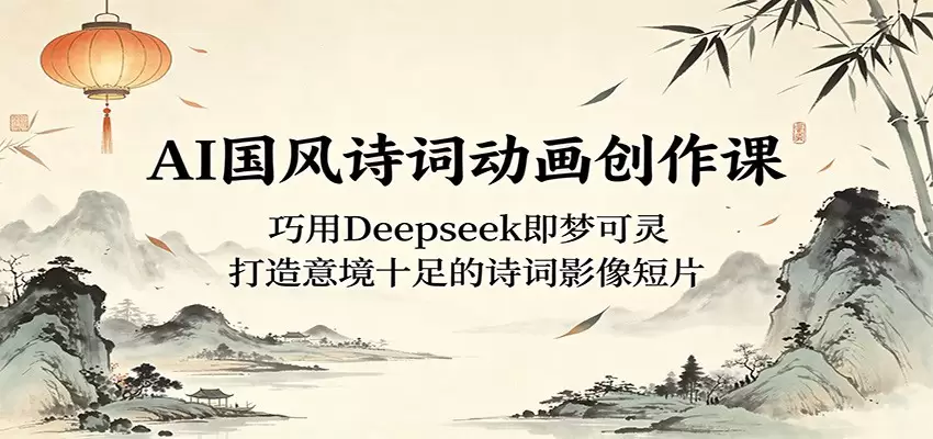 AI国风诗词动画创作课：巧用Deepseek即梦可灵，打造意境十足的诗词影像短片|青心网创站
