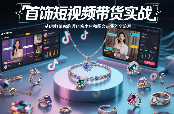 首饰短视频带货实战，从0到1带你跑通抖音小店和图文带货的全流程青心网创青心网创站