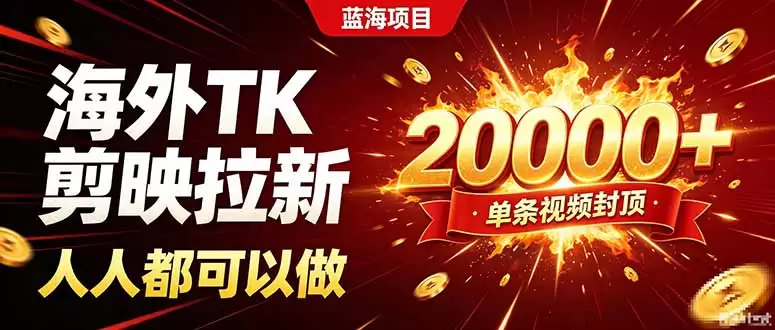 海外TK拉新新玩法，剪映就能做，不用经验不用粉丝，单条视频收益上限20000+ - 青心资源站